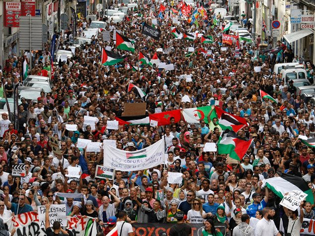 הפגנה בפריז נגד מבצע צוק איתן, יולי 2014.   צילום: אי.פי.